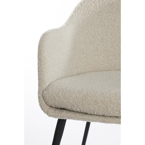 Кремав тапициран трапезен стол с подлакътници Leone – Light & Living-image-3