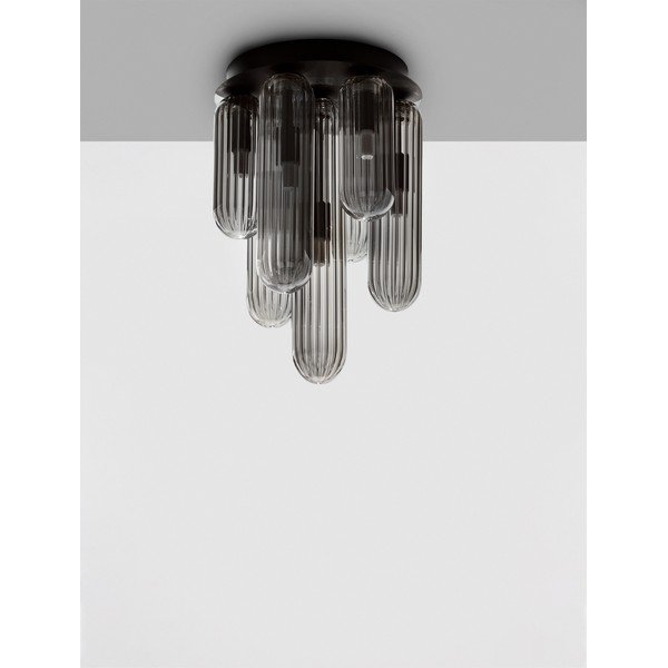 Сиво стъклено осветително тяло за таван със стъклен абажур Gustave – Nova Luce-image-3