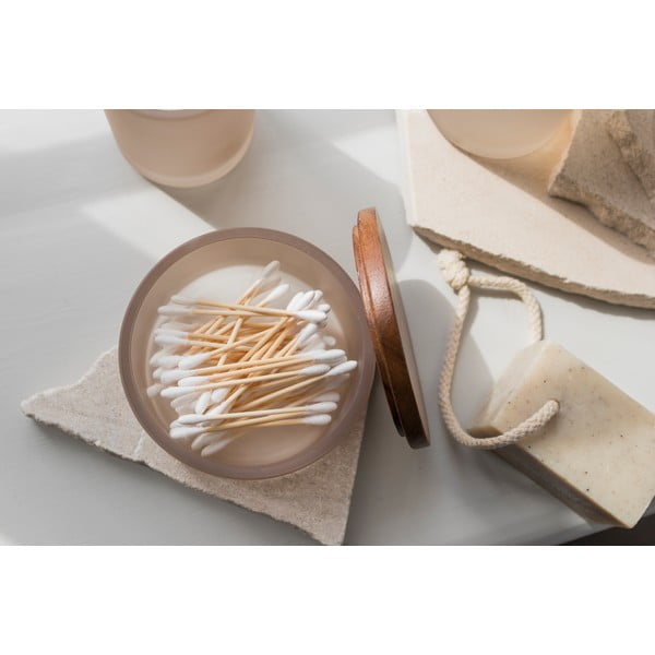 Бежов стъклен органайзер за баня за памучни тампони Modest – Mette Ditmer Denmark-image-3