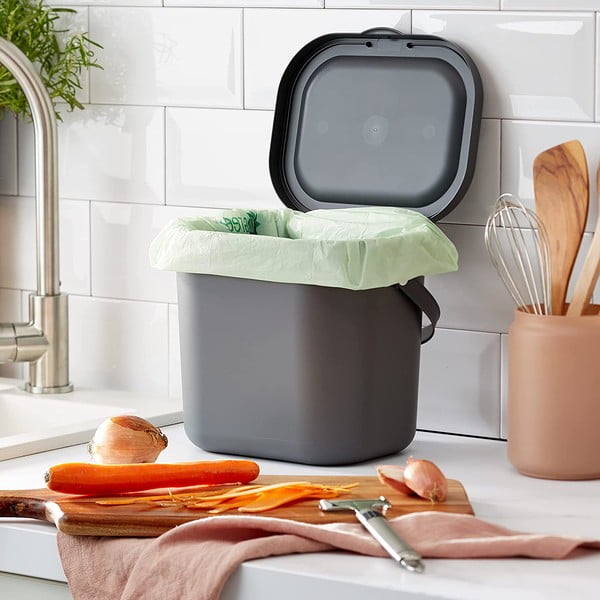 Тъмносив контейнер за компостируеми отпадъци 6 l Albula – Rotho-image-1