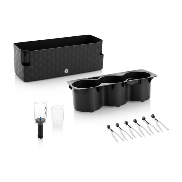 Зелена саксия с босилек за самополиване Trio, 40 x 14 cm Cobble - Flower Lover-image-3