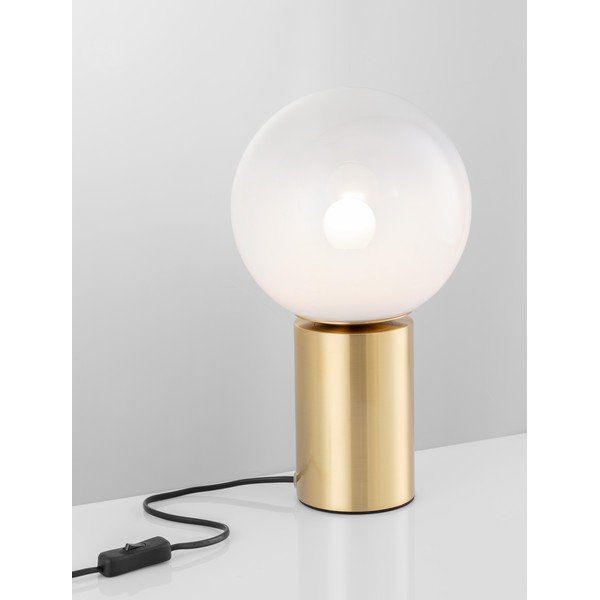 Бяла/ в златист цвят стъклена настолна лампа (височина 35,5 cm) Vita – Nova Luce-image-2