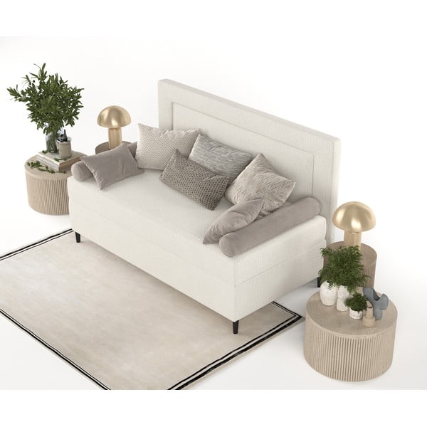 Бежово тапицирано единично легло 90x200 cm Alba – Maison de Rêve-image-4