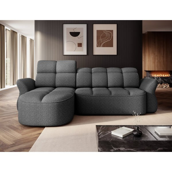 Тъмносив кадифен разтегателен ъглов диван с място за съхранение (ляв ъгъл) Beneth – ELTAP-image-1