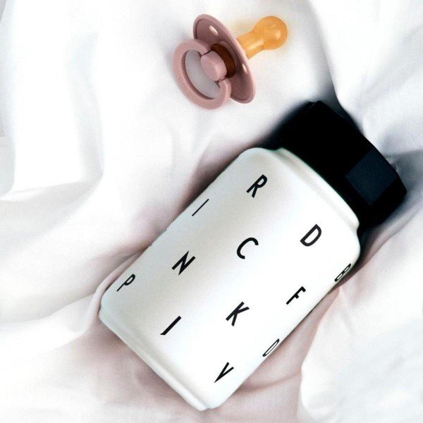 Бяла детска термо бутилка, 330 ml - Design Letters-image-1