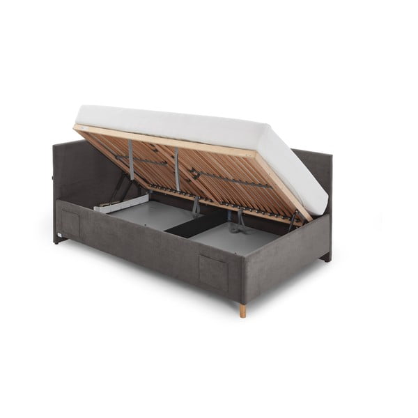 Антрацитно тапицирано ъглово детско легло 140x200 cm с място за съхранение с включена подматрачна рамка Cool – Meise Möbel-image-4