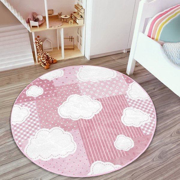 Розов детски килим ø 100 cm Comfort - Mila Home-image-1