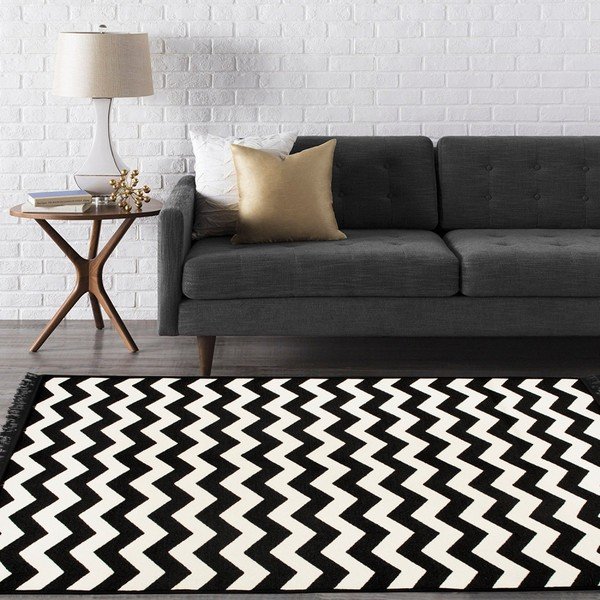 Черно-бял двустранен килим Zig Zag, 140 x 215 cm - Cihan Bilisim Tekstil-image-3