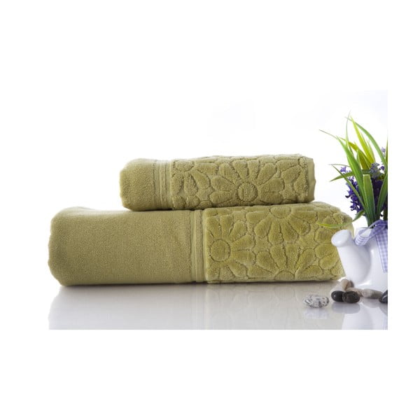 Set dvou ručníků Samba Green, 70x140 a 50x90 cm