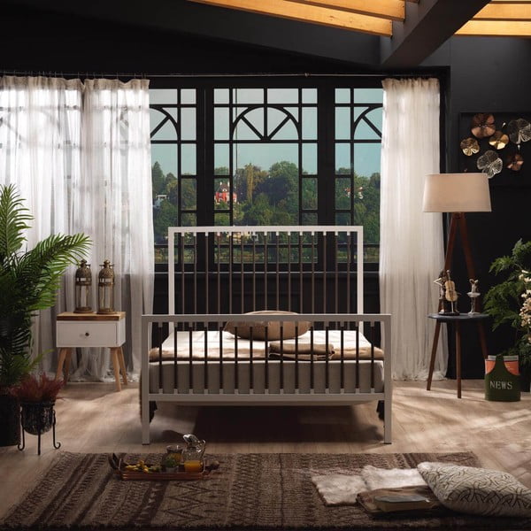 Бяло метално двойно легло с решетка 180x200 cm Breeze - Kalune Design-image-3