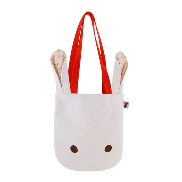 Бяла платнена чанта Poppi Loves White Bunny - Santoro London