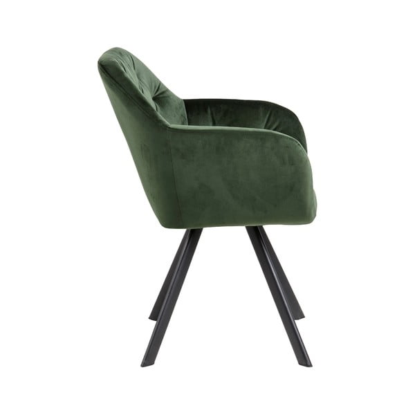 Зелен тапициран трапезен стол с подлакътници Lola – Actona-image-2