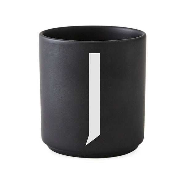 Черна порцеланова чаша Alphabet J, 250 ml A-Z - Design Letters