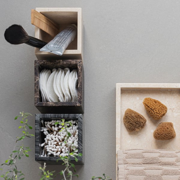 Тъмнокафяв мраморен органайзер за баня за памучни тампони Marble – Mette Ditmer Denmark-image-3