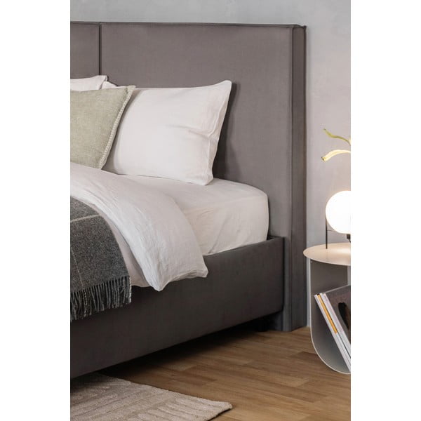 Сиво тапицирано двойно легло с място за съхранение и включена подматрачна рамка 180x200 cm Myra Bold – Bonami Selection-image-3
