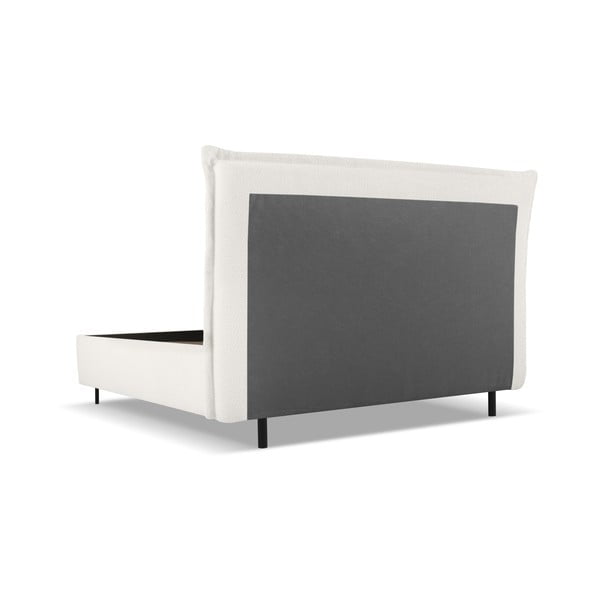 Бяло двойно тапицирано легло с място за съхранение с включена подматрачна рамка 160x200 cm Armie – Milo Casa-image-3