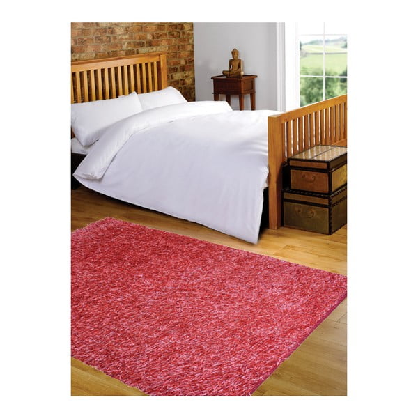 Světle červený koberec Webtappeti Shaggy, 75 x 155 cm