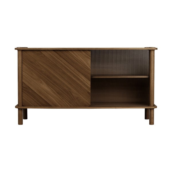 Кафява витрина от масивен дъб с плъзгащи се врати 135x73,5x48 cm Italic – UMAGE-image-1