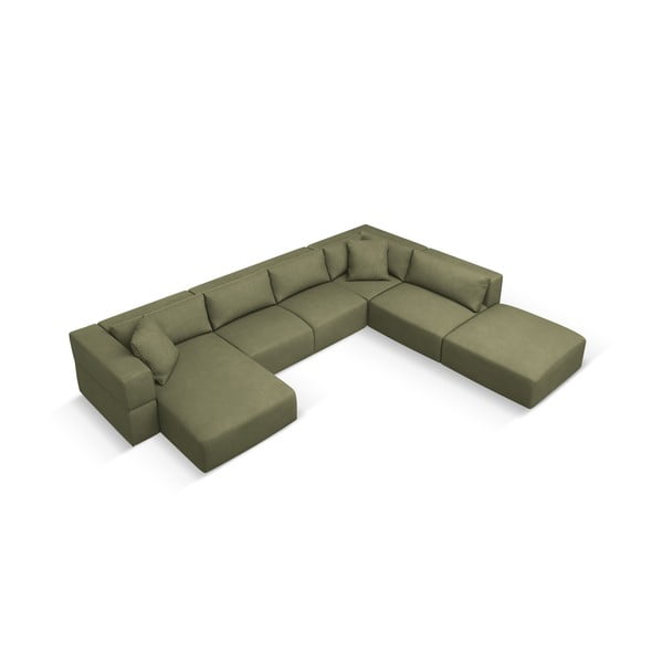 Светлозелен ъгъл U-образен диван, десен ъгъл Esther – Milo Casa-image-2