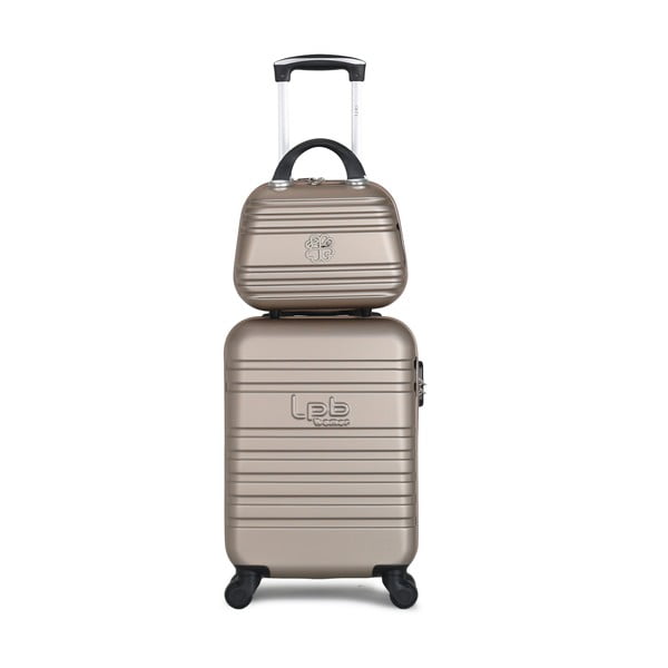 Комплект бежов багаж на 4 колела и козметичен куфар Aurelia - LPB
