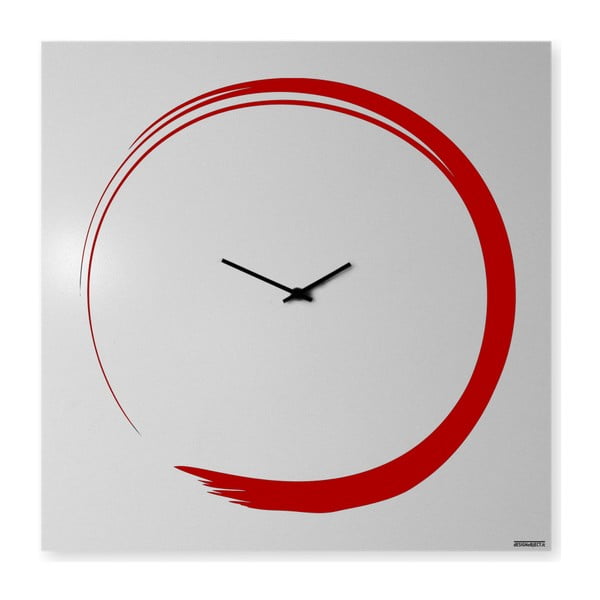 Nástěnné hodiny dESIGNoBJECT.it Enso Clock Red, 50 x 50 cm 