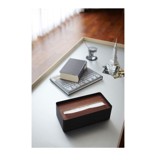 Черна кутия за хартиени носни кърпички Tsu Rin - YAMAZAKI-image-1