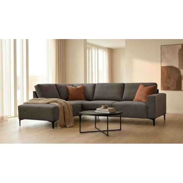 Антрацитен шенилов ъглов диван (ляв ъгъл/L форма) Fabian – Scandic-image-1