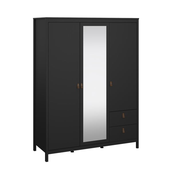Черен гардероб с огледало 150x199x58 cm Madrid – Tvilum-image-4