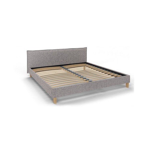 Сиво тапицирано двойно легло с решетка 200x200 cm Tina - Ropez