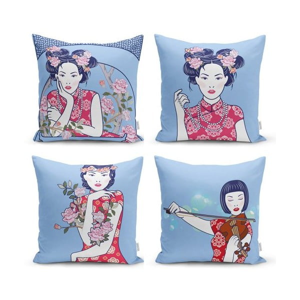 Комплект от 4 декоративни калъфки за възглавници Eastern Culture, 45 x 45 cm - Minimalist Cushion Covers