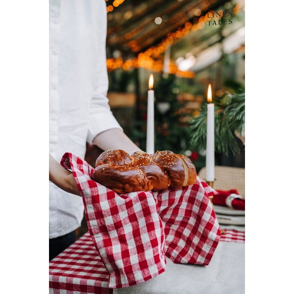 Ленена кърпа за съдове 45x65 cm Red Gingham – Linen Tales-image-1
