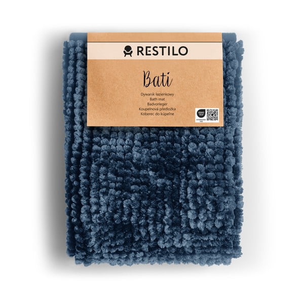 Тъмносиня постелка за баня , 50 x 70 cm Bati - AmeliaHome