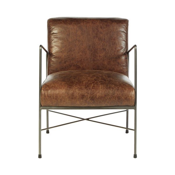 Кафяво кожено кресло Hoxton – Premier Housewares-image-2