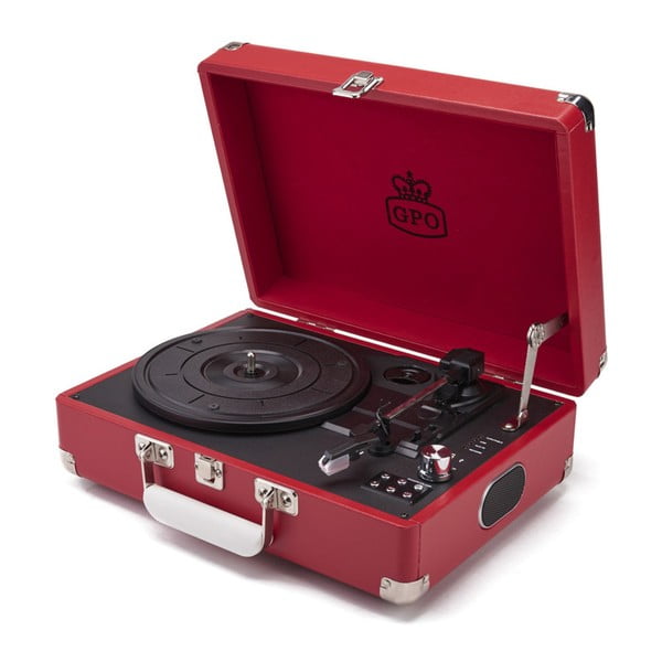Червена грамофонна плоча с радио Attache Red - GPO