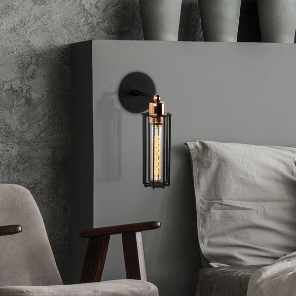 Черна стенна лампа ø 8 cm Likya – Opviq lights-image-2