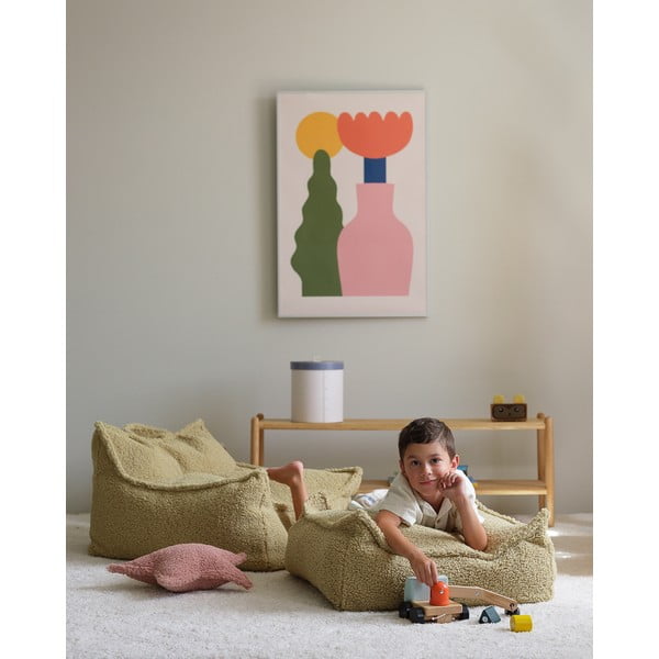 Зелен детски пуф от букле Square – Wigiwama-image-1