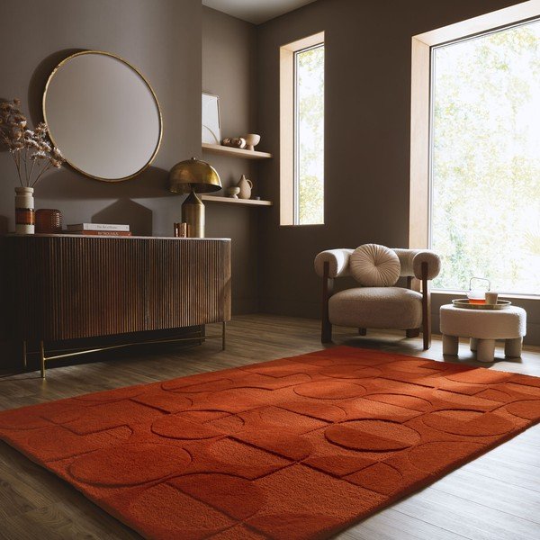 Теракотен ръчно изработен вълнен килим 160x230 cm Gigi – Flair Rugs-image-1