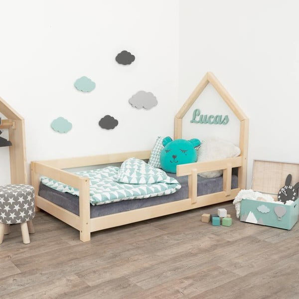 Естествена детска къщичка за легло с дясна страна Poppi, 90 x 180 cm - Benlemi