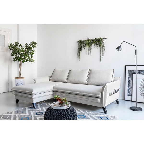 Светлобежов ъглов разтегателен диван, ляв ъгъл Charming Charlie - Miuform-image-4