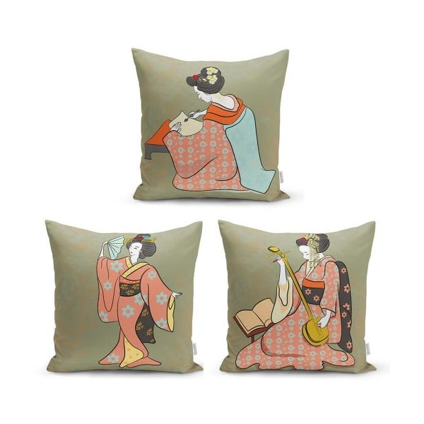 Комплект от 3 декоративни калъфки за възглавници, етнически изток, 45 x 45 cm - Minimalist Cushion Covers