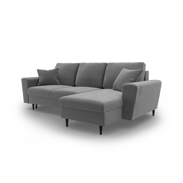 Светлосив кадифен разтегателен ъглов диван с място за съхранение Kyoto – Cosmopolitan Design-image-4