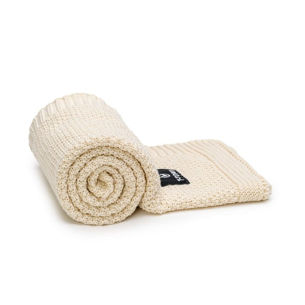 Бежово памучно плетено бебешко одеяло 80x100 cm Spring – T-TOMI
