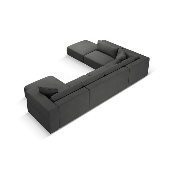 Тъмносив ъглов U-образен диван, ляв ъгъл Esther – Milo Casa-image-3