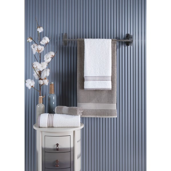 Кремави и кафяво-сиви памучни хавлии и кърпи за баня в комплект 4 бр. – Mila Home-image-2