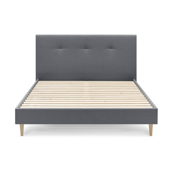 Сиво тапицирано двойно легло с решетка 160x200 cm Tory - Bobochic Paris-image-1