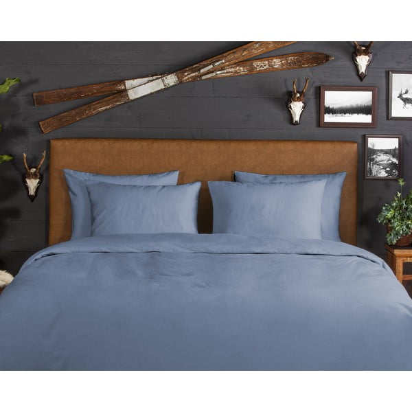 Синьо  двойно удължено фланелено спално бельо 200x220 cm – Good Morning-image-2