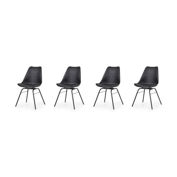 Комплект от 4 черни трапезни стола Brad - Tenzo