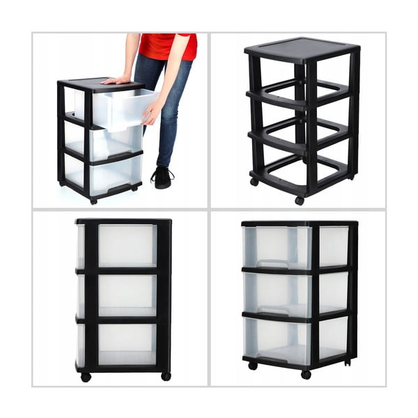 Пластмасовa подвижнa етажерка в черно с прозрачни чекмеджета 37x61 cm – Curver-image-4
