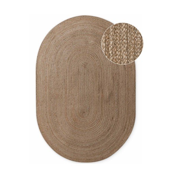 Двустранен ръчно изработен ютен килим в тъмно естествен цвят 160x230 cm Braided – Hanse Home