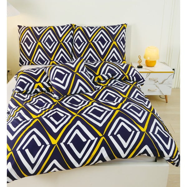 Тъмносиньо единично спално бельо от микросатен 6 части 140x200 cm Dylan – My House-image-3